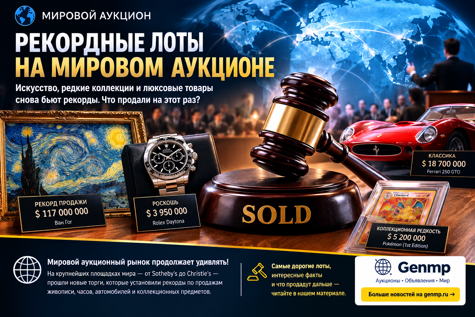 🌍 Мировые аукционы снова удивляют: рекорды, искусство и редкие коллекции